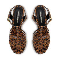 HELENA 120 - Miel Print Regina Romero Zapato Sandalia Plataforma Tacon Alto Para Dama en Piel