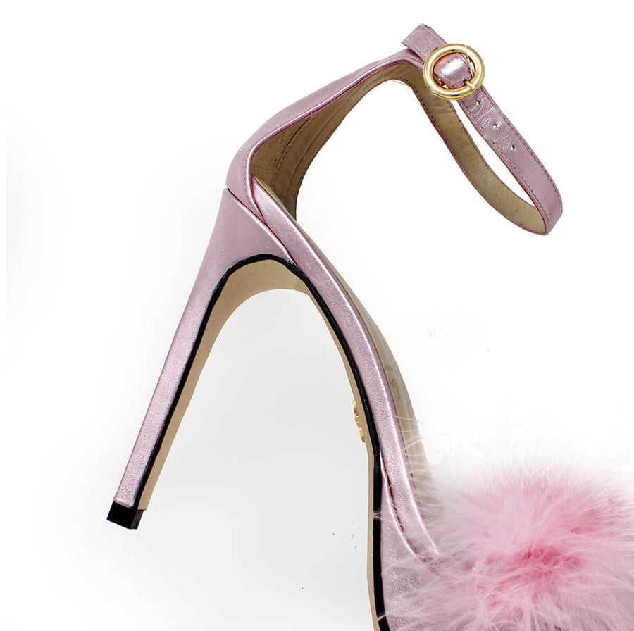 CARRIE 125 - Rosa Metalico Regina Romero Zapato Sandalia Plataforma Tacon Alto Para Dama en Piel