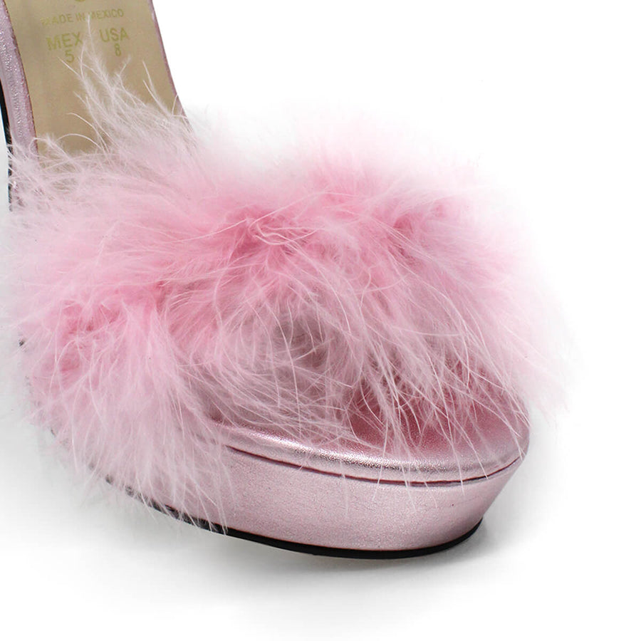 CARRIE 125 - Rosa Metalico Regina Romero Zapato Sandalia Plataforma Tacon Alto Para Dama en Piel