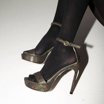 LAURA 125 - Glitter Oro Regina Romero Zapato Sandalia Plataforma Tacon Alto Para Dama en Piel