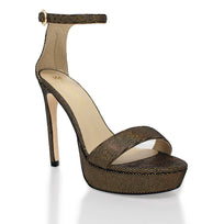 LAURA 125 - Glitter Oro Regina Romero Zapato Sandalia Plataforma Tacon Alto Para Dama en Piel