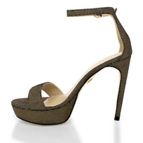 LAURA 125 - Glitter Oro Regina Romero Zapato Sandalia Plataforma Tacon Alto Para Dama en Piel