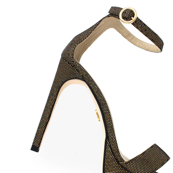 Sandalias Laura 125 Regina Romero en piel color glitter oro, tacon muy alto