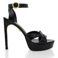 LORRAINE 125 - Negro Regina Romero Zapato Sandalia Plataforma Tacon Alto Para Dama en Piel