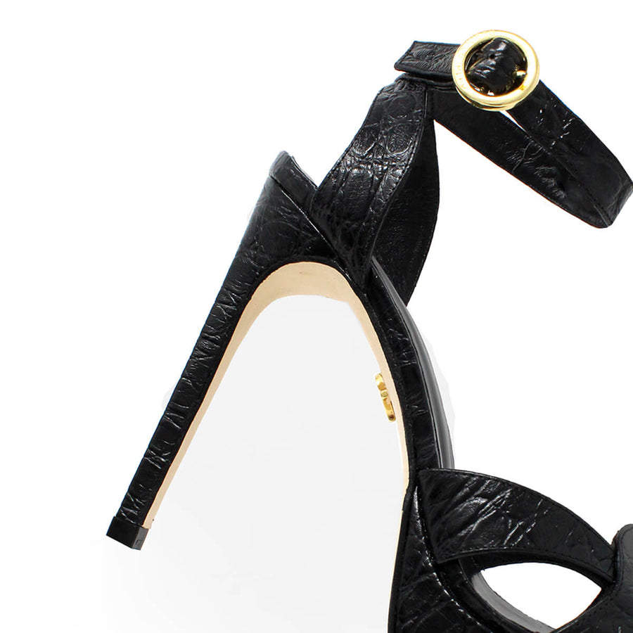 LORRAINE 125 - Negro Regina Romero Zapato Sandalia Plataforma Tacon Alto Para Dama en Piel