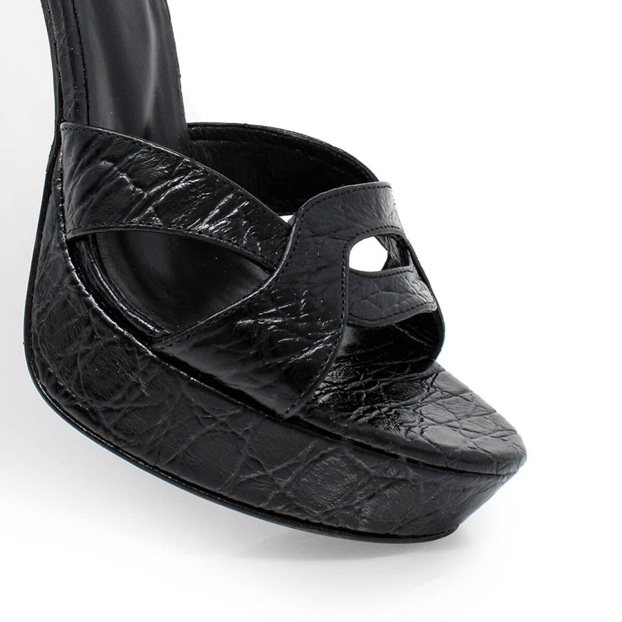 LORRAINE 125 - Negro Regina Romero Zapato Sandalia Plataforma Tacon Alto Para Dama en Piel