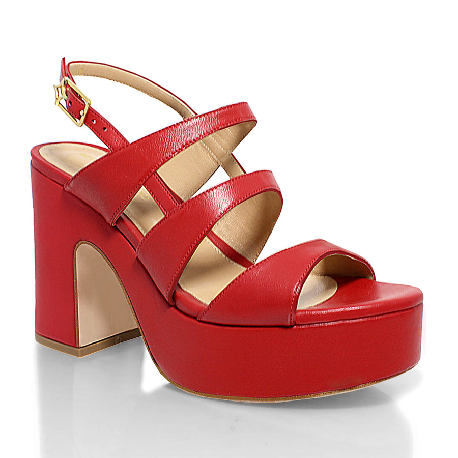 MARITE 105 - Rojo Regina Romero Zapato Sandalia Plataforma Tacon Alto Para Dama en Piel