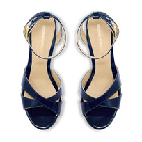 NINA 135 - Charol Marino Regina Romero Zapato Sandalia Plataforma Tacon Alto Para Dama en Piel