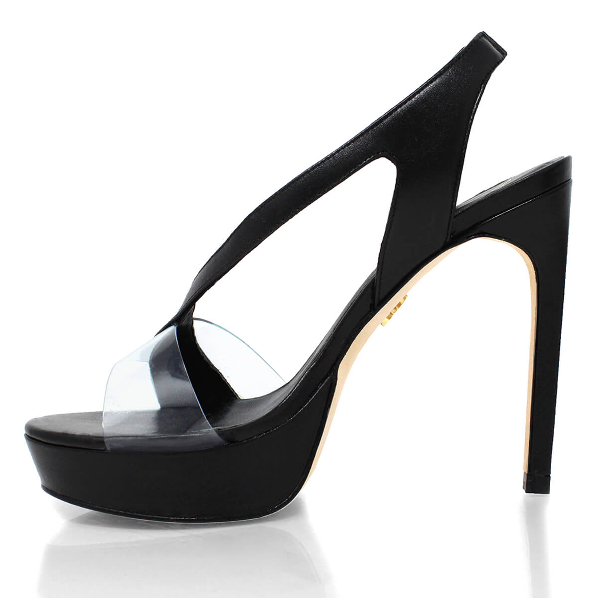 RENE 125 - Black Regina Romero High Heel Platform Sandal Shoe for Women in Leather