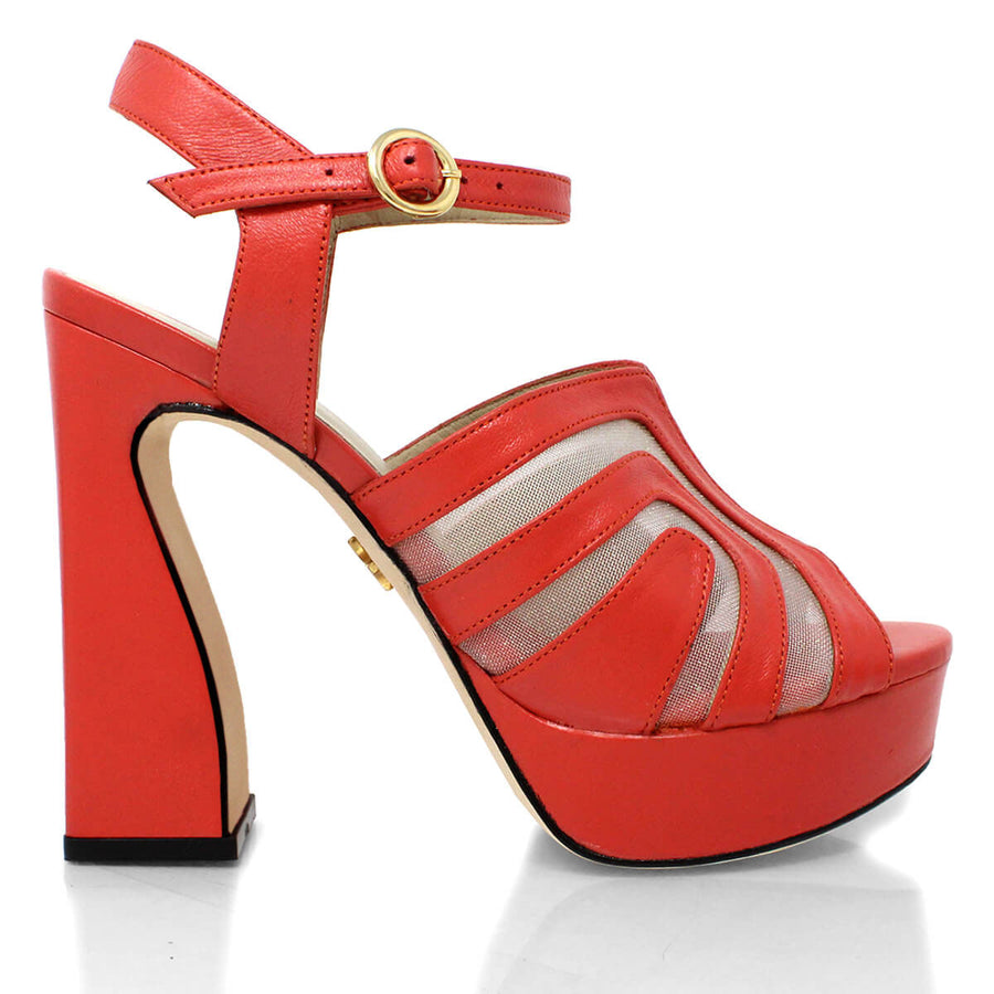 ROBIN 125 - Coral Regina Romero High Heel Platform Sandal Shoe for Women in Leather