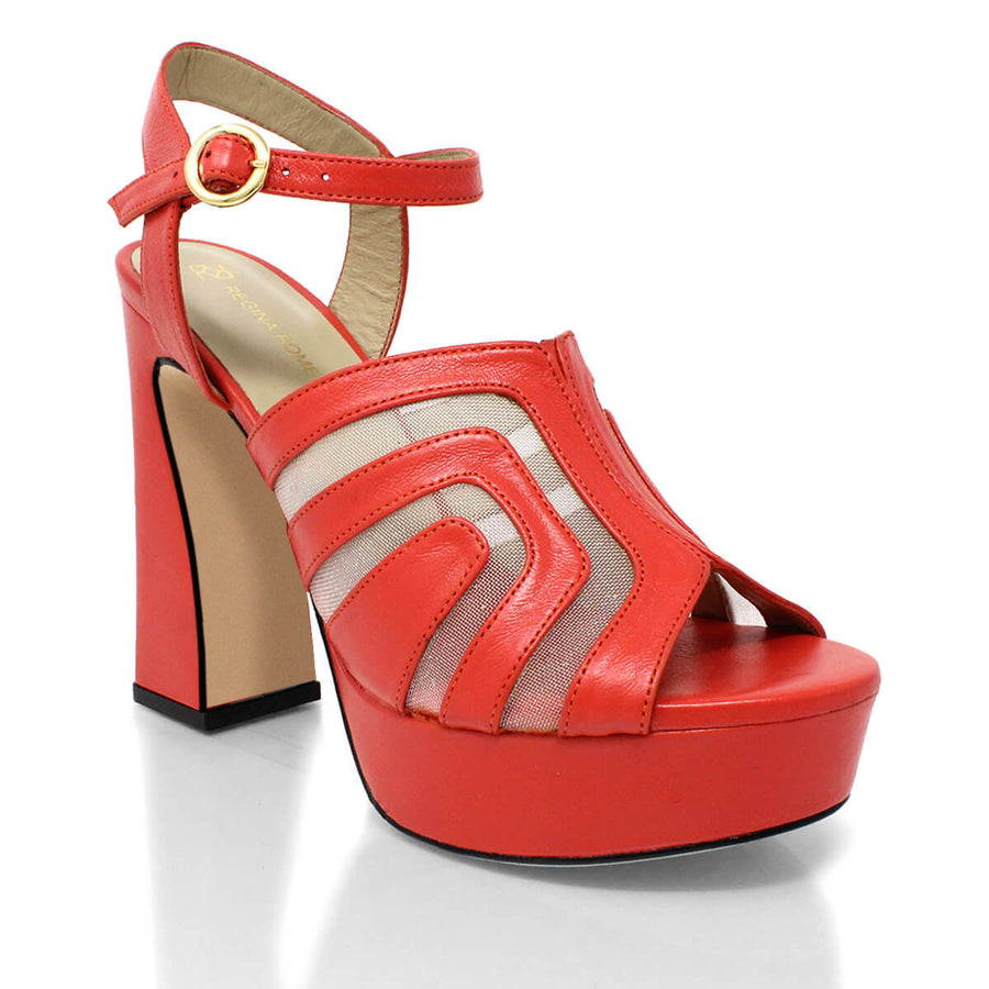 ROBIN 125 - Coral Regina Romero High Heel Platform Sandal Shoe for Women in Leather
