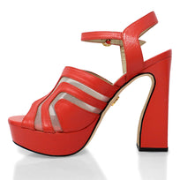 ROBIN 125 - Coral Regina Romero High Heel Platform Sandal Shoe for Women in Leather