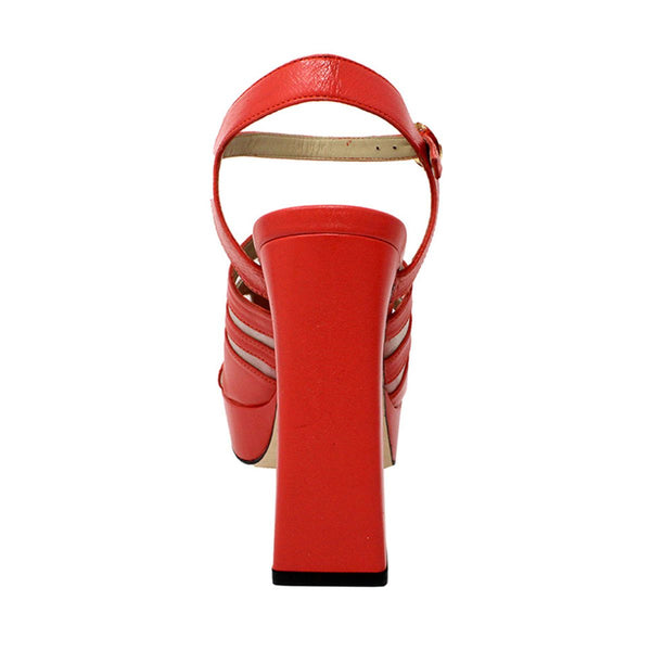 Sandalias Robin 125 Regina Romero en piel color coral, tacon muy alto