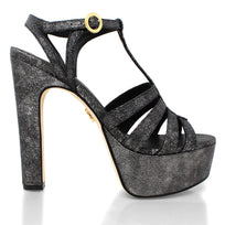 ROMI 135 - Plomo Regina Romero Zapato Sandalia Plataforma Tacon Alto Para Dama en Piel