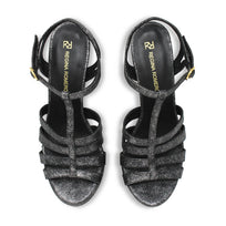 ROMI 135 - Plomo Regina Romero Zapato Sandalia Plataforma Tacon Alto Para Dama en Piel