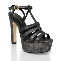 ROMI 135 - Plomo Regina Romero Zapato Sandalia Plataforma Tacon Alto Para Dama en Piel