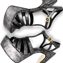 ROMI 135 - Plomo Regina Romero Zapato Sandalia Plataforma Tacon Alto Para Dama en Piel