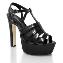 ROMI 135 - Black Patent Leather Regina Romero High Heel Platform Sandal Shoe for Women in Leather
