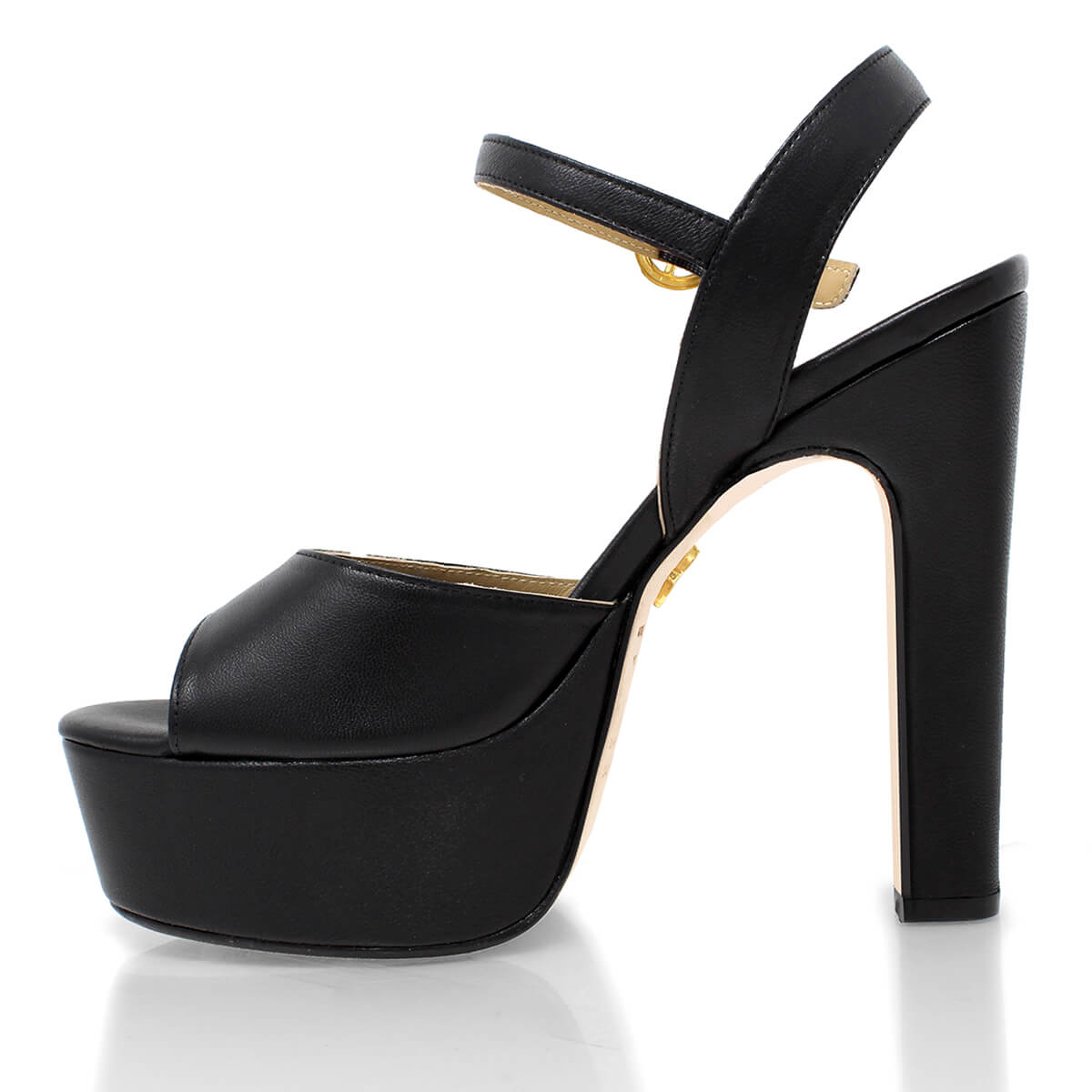SABRINA 135 - Black Regina Romero High Heel Platform Sandal Shoe for Women in Leather