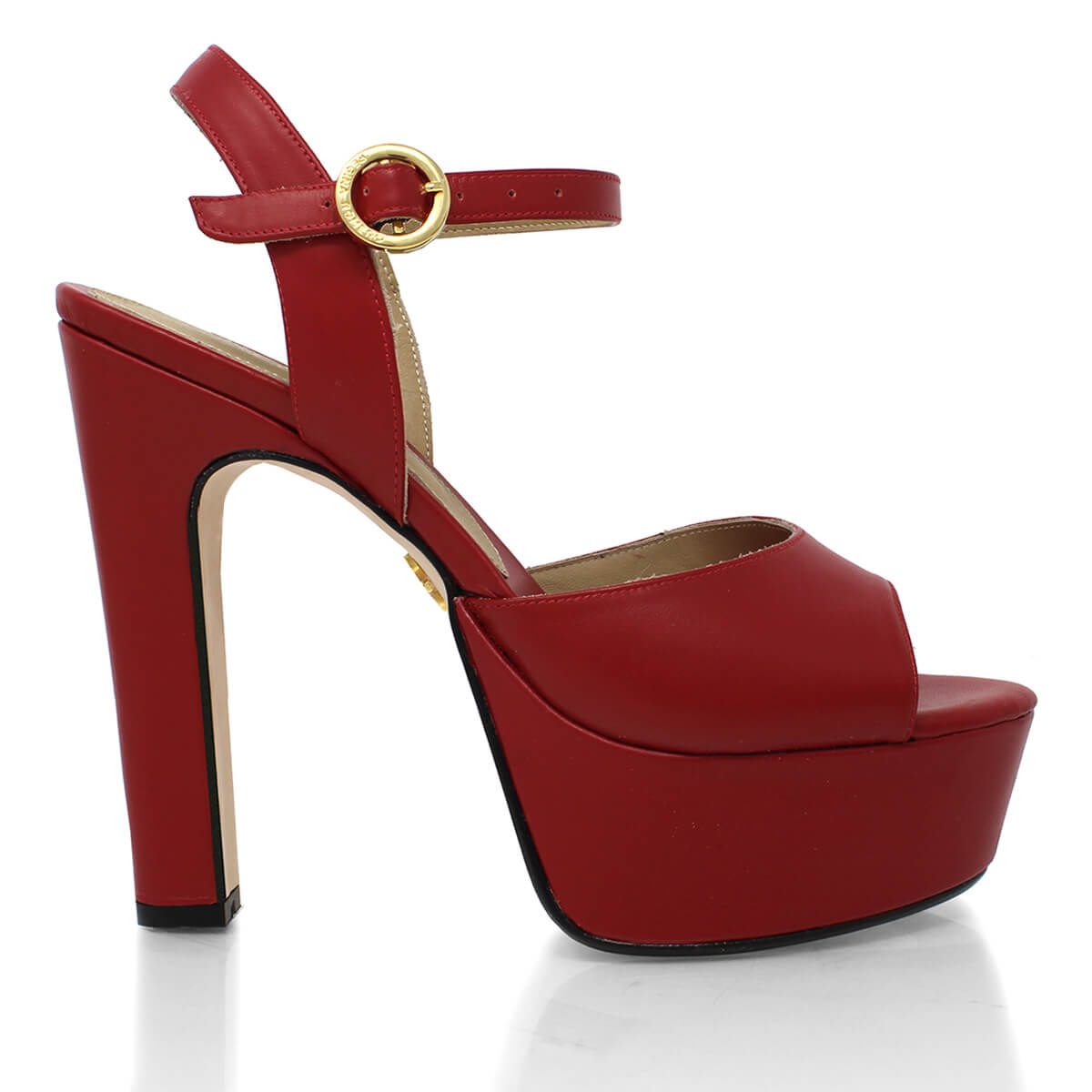 SABRINA 135 - Red Regina Romero High Heel Platform Sandal Shoe for Women in Leather