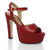 SABRINA 135 - Red Regina Romero High Heel Platform Sandal Shoe for Women in Leather