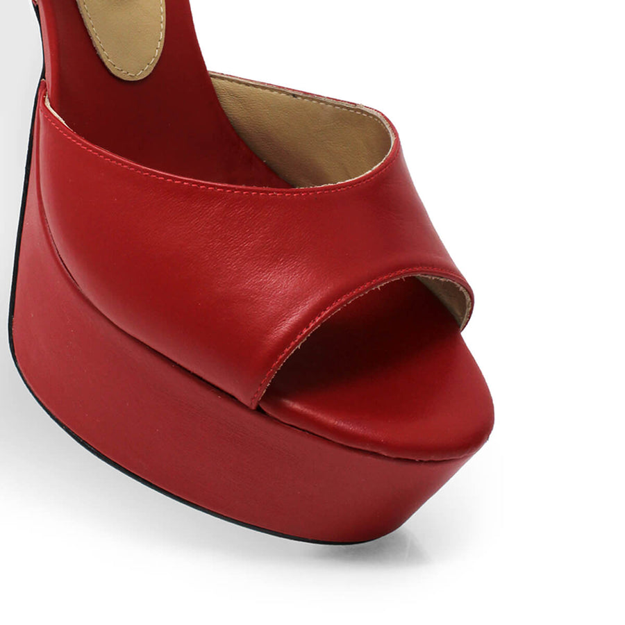 SABRINA 135 - Red Regina Romero High Heel Platform Sandal Shoe for Women in Leather