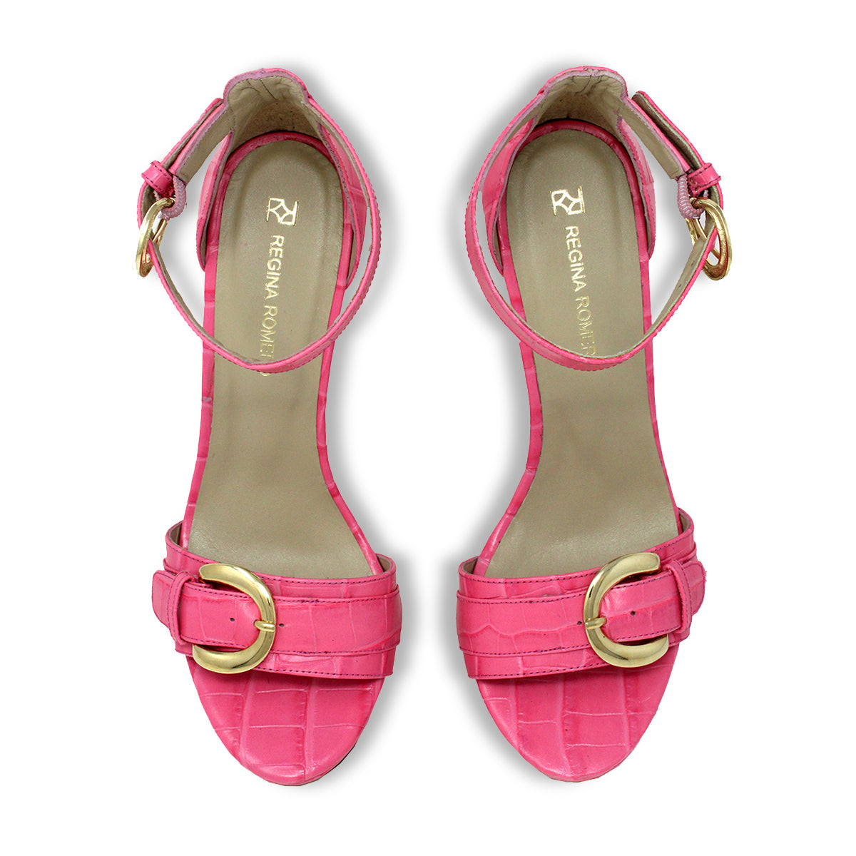 TROPEZ 135 - Rosa Regina Romero High Heel Platform Sandal Shoe for Women in Leather