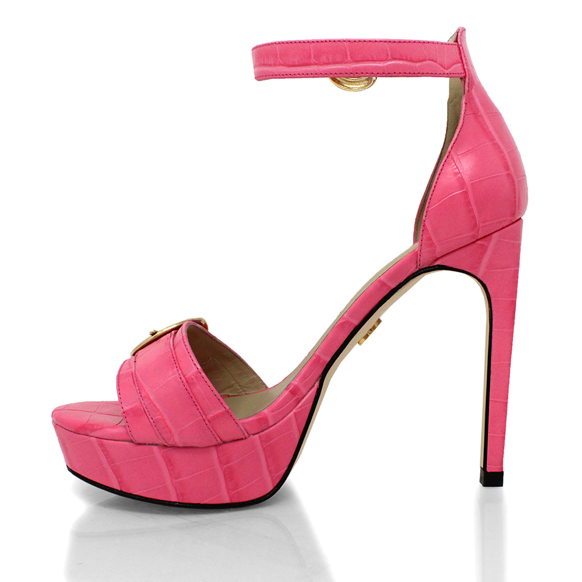 TROPEZ 135 - Rosa Regina Romero High Heel Platform Sandal Shoe for Women in Leather