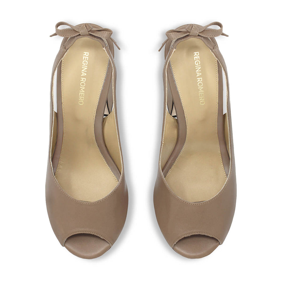 VICENZA 125 - Mocha Regina Romero Zapato Sandalia Plataforma Tacon Alto Para Dama en Piel