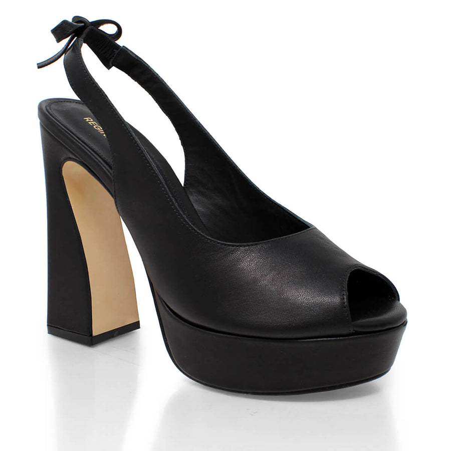 VICENZA 125 - Negro Regina Romero Zapato Sandalia Plataforma Tacon Alto Para Dama en Piel