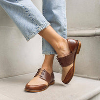 CHARLOTTE - Cobalt Blue Regina Romero Bostonian Flat Shoe for Women in Leather