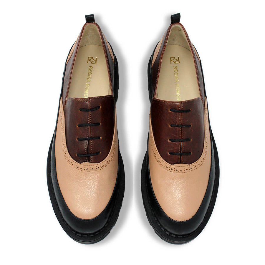 REESE 45 - Tan y Negro Regina Romero Zapato Tenis Urbano Sport Para Dama en Piel