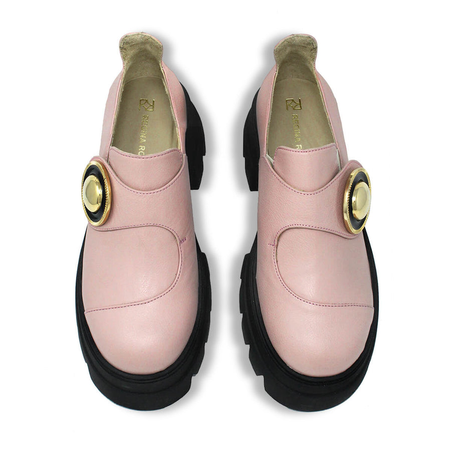 ELEONORA 65 - Champagne Regina Romero Leather Urban Sport Bostonian Shoe for Lady