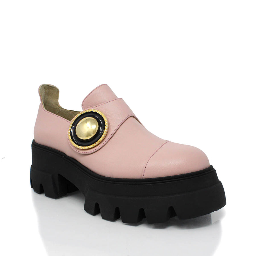 ELEONORA 65 - Champagne Regina Romero Leather Urban Sport Bostonian Shoe for Lady