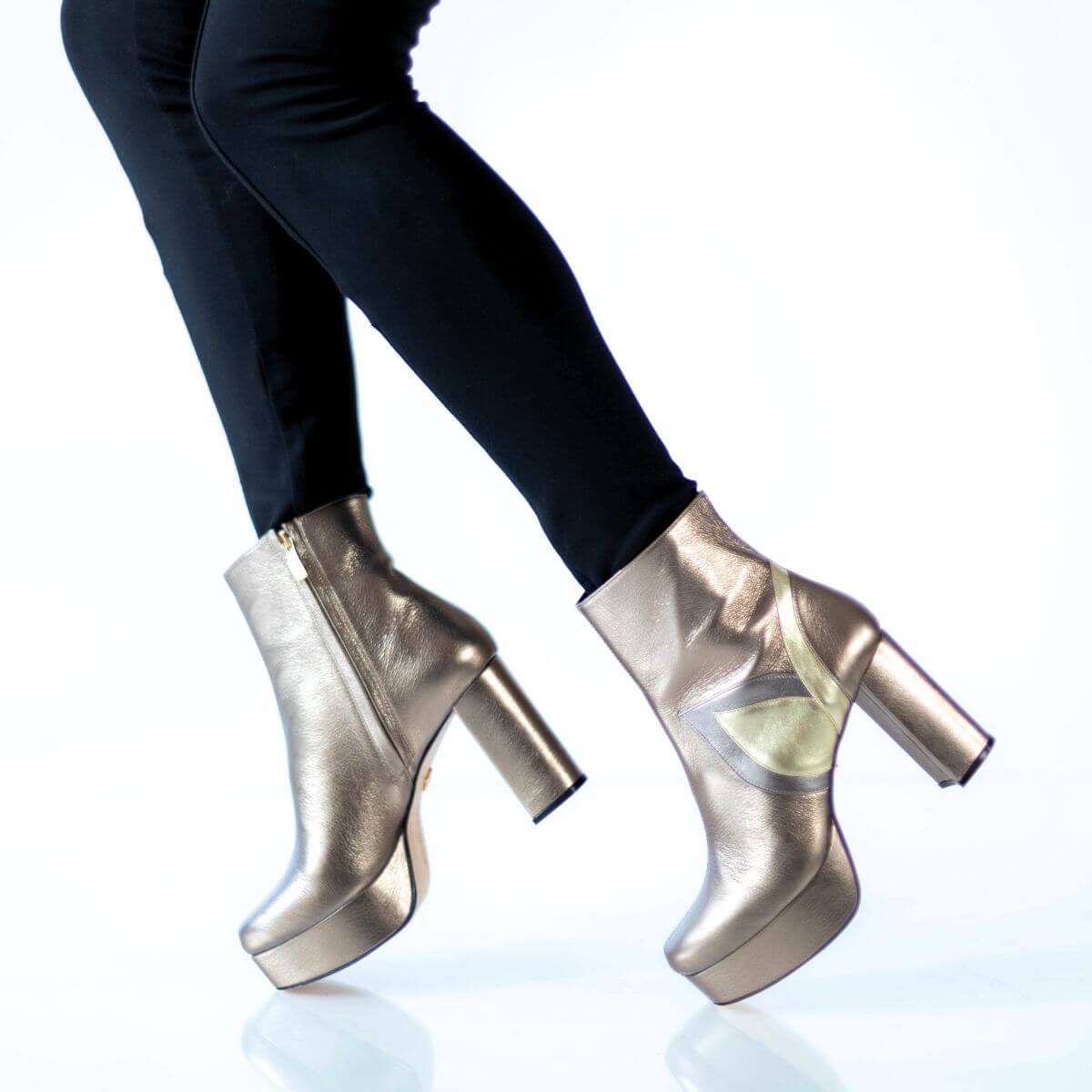 VIRGINIA 95 - Multimetal Regina Romero Zapato Bota Botin Plataforma Tacon Alto Para Dama en Piel