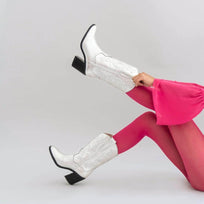 ANETTE 60 - Silver Regina Romero Low Heel Ankle Boot Shoe for Women in Leather