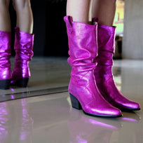 MADELEINE 60 - Fucsia Regina Romero Zapato Bota Botin Tacon Bajo Para Dama en Piel