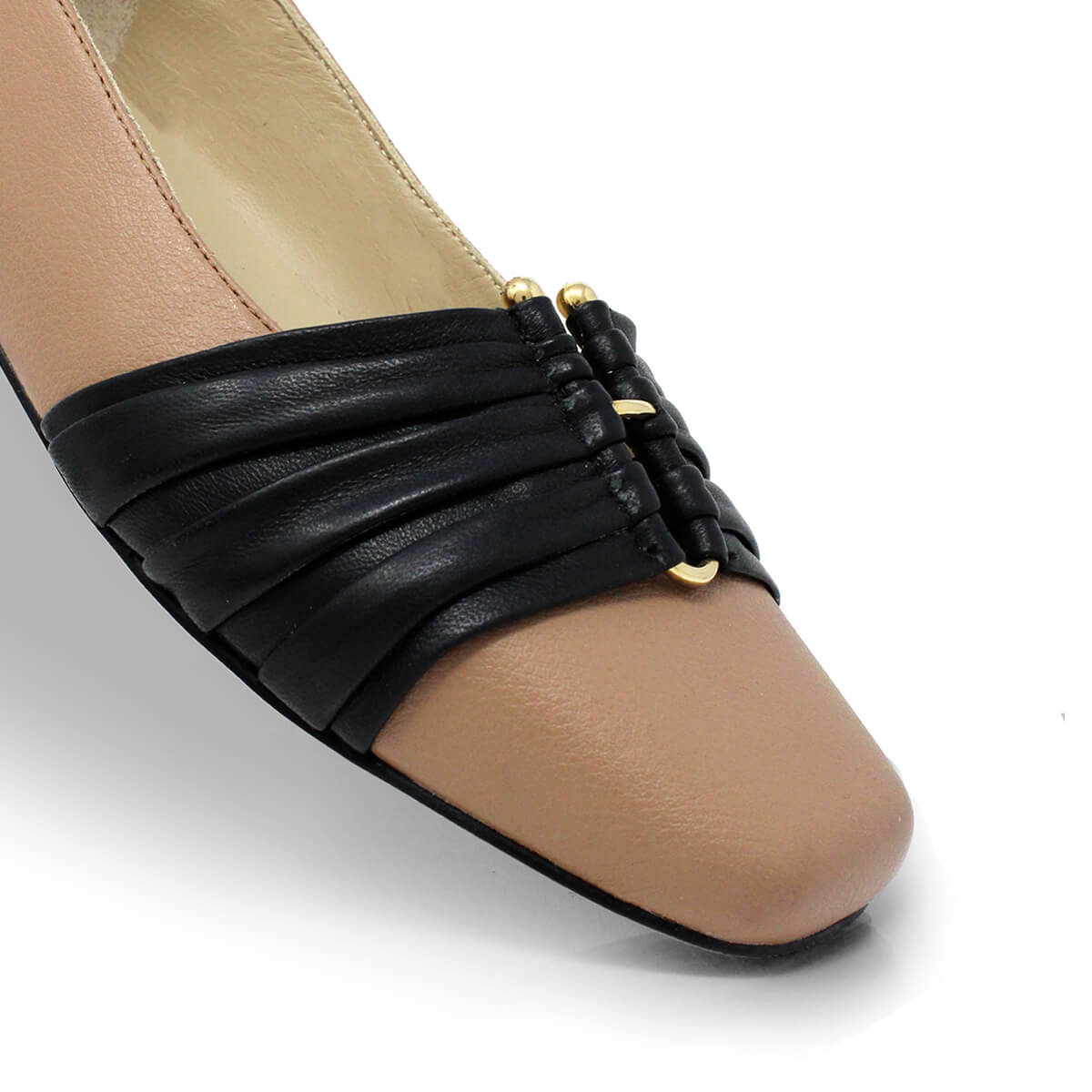 GILDA - Black and Chai Regina Romero Flat Ballerina Shoe for Lady in Leather