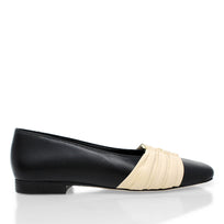 GILDA - Black and Chai Regina Romero Flat Ballerina Shoe for Lady in Leather