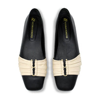 GILDA - Black and Chai Regina Romero Flat Ballerina Shoe for Lady in Leather