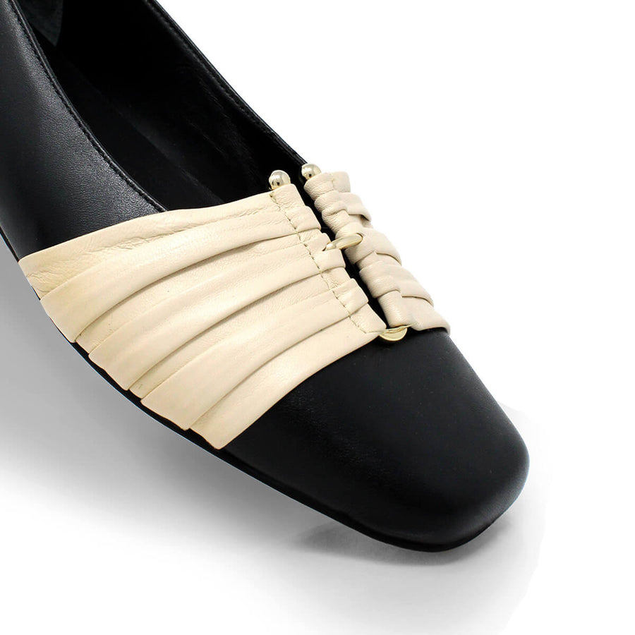 GILDA - Black and Chai Regina Romero Flat Ballerina Shoe for Lady in Leather