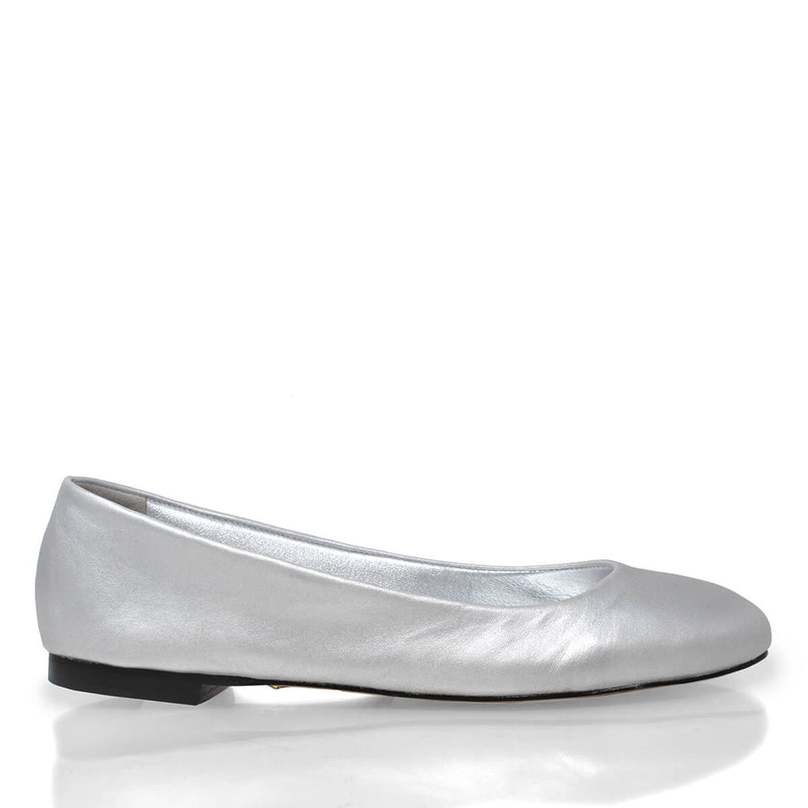 IZAR - Plata Regina Romero Zapato Flat Balerina de Piso Para Dama en Piel