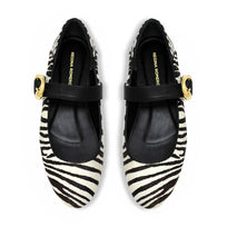 LOLA - Negro Print Regina Romero Zapato Flat Balerina de Piso Para Dama en Piel