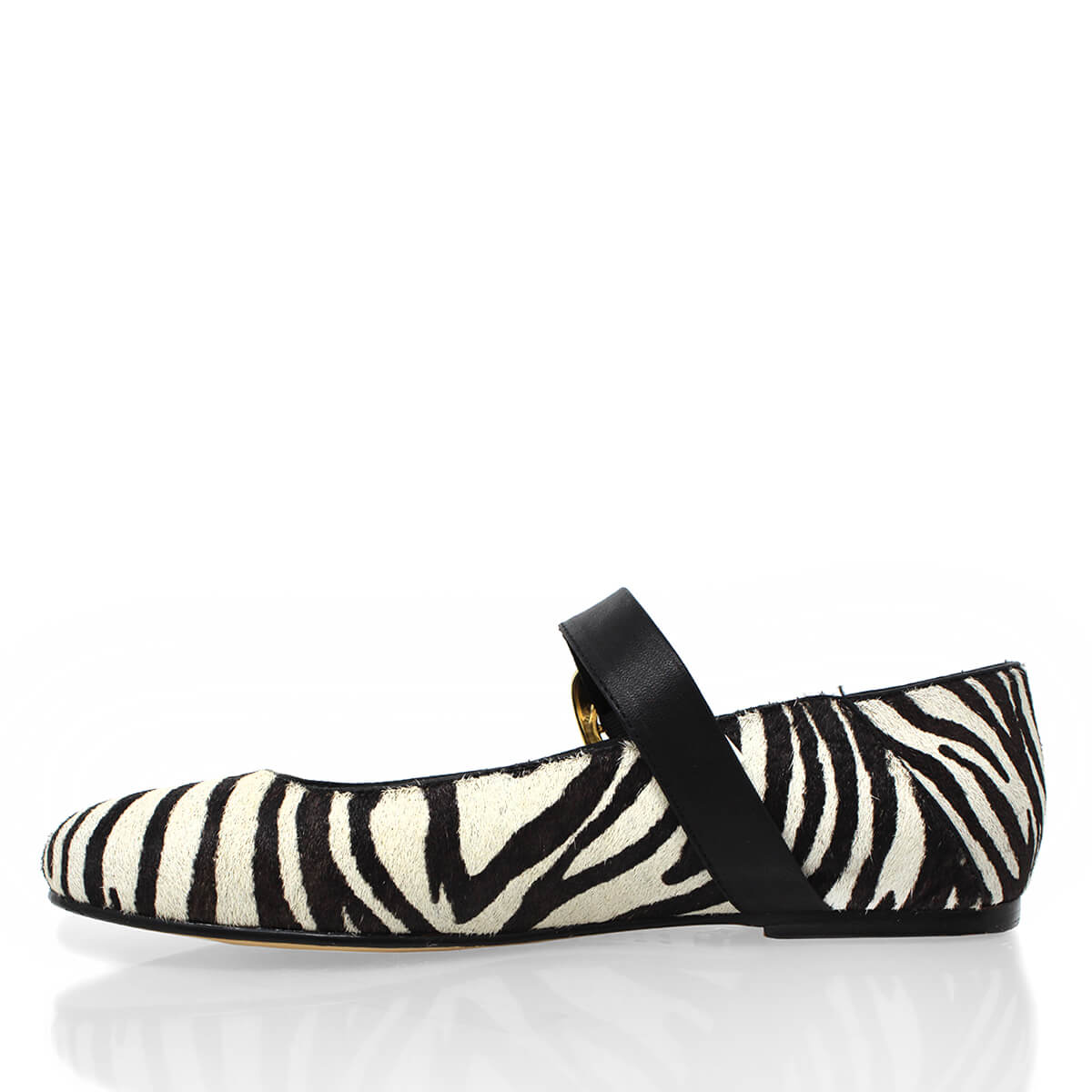LOLA - Negro Print Regina Romero Zapato Flat Balerina de Piso Para Dama en Piel
