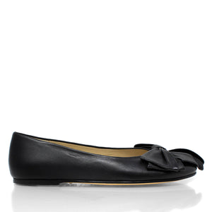 LULU - Black Regina Romero Flat Ballerina Shoe for Women in Leather