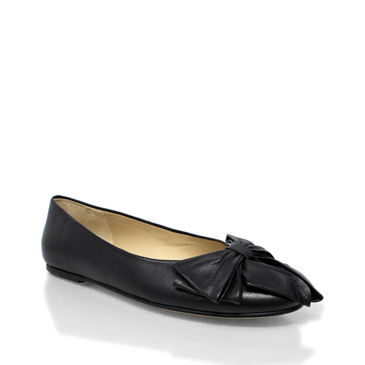 LULU - Black Regina Romero Flat Ballerina Shoe for Women in Leather