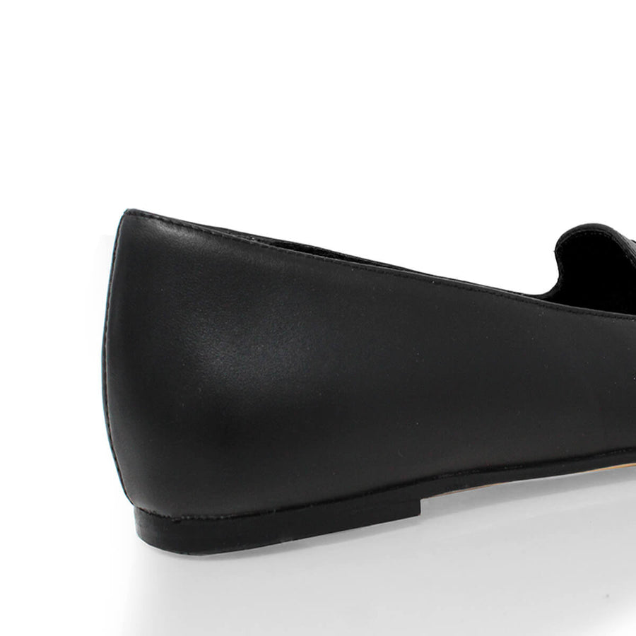 POLINA - Negro Regina Romero Zapato Flat Balerina de Piso Para Dama en Piel