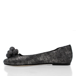 TOM - Metallic Gray Regina Romero Flat Ballerina Shoe for Women in Leather