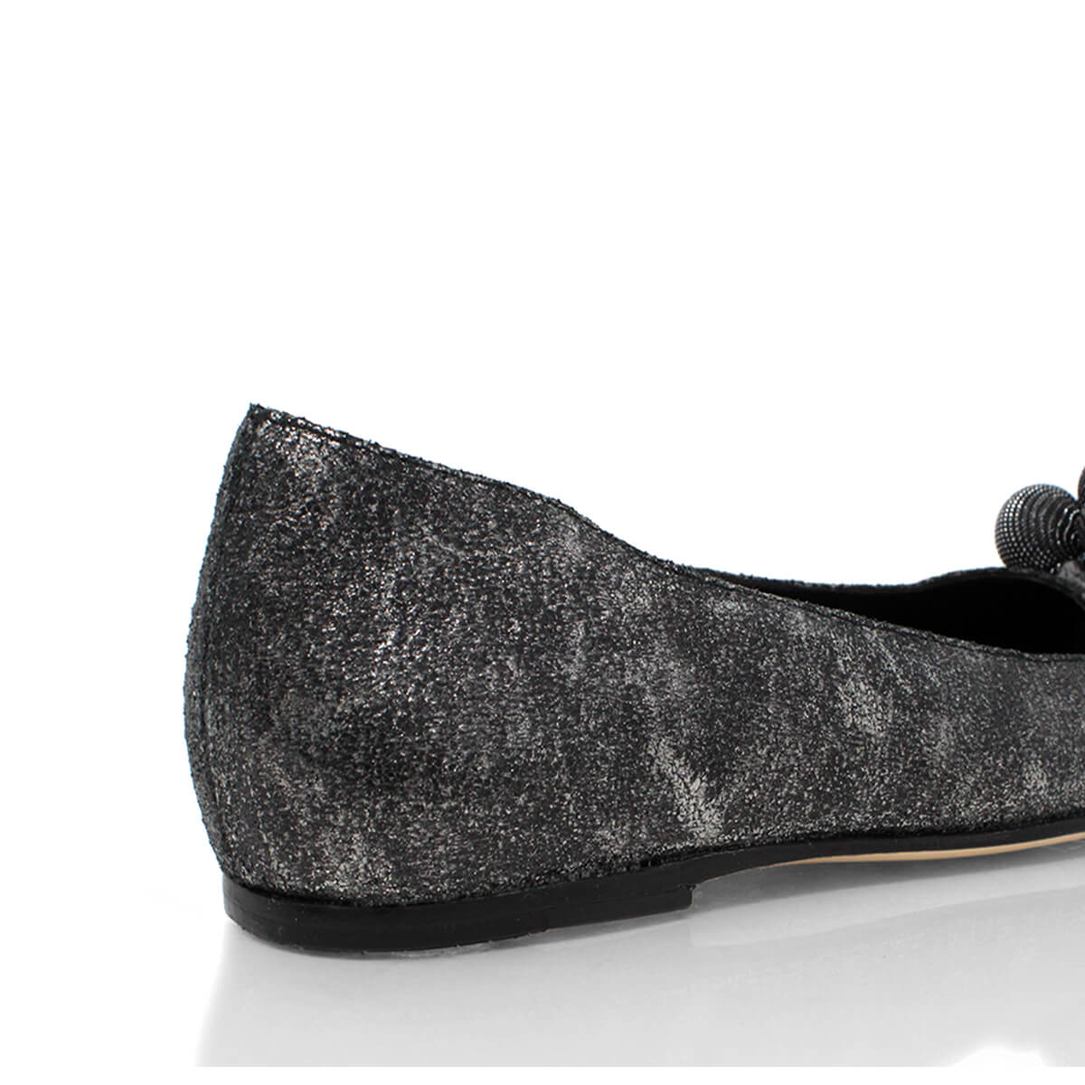 TOM - Metallic Gray Regina Romero Flat Ballerina Shoe for Women in Leather