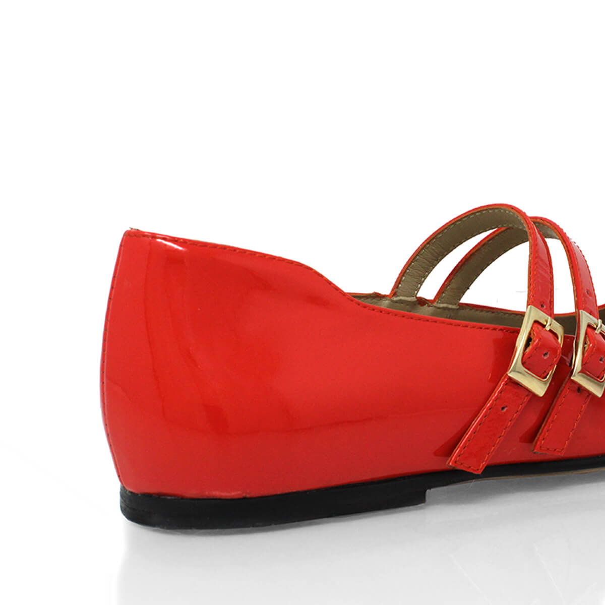 VIOLET - Geranium Red Patent Leather Regina Romero Flat Ballerina Shoe for Women in Leather